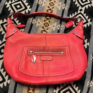 Coach EUC Rare Vintage Red Pebbled Leather Hobo Bag